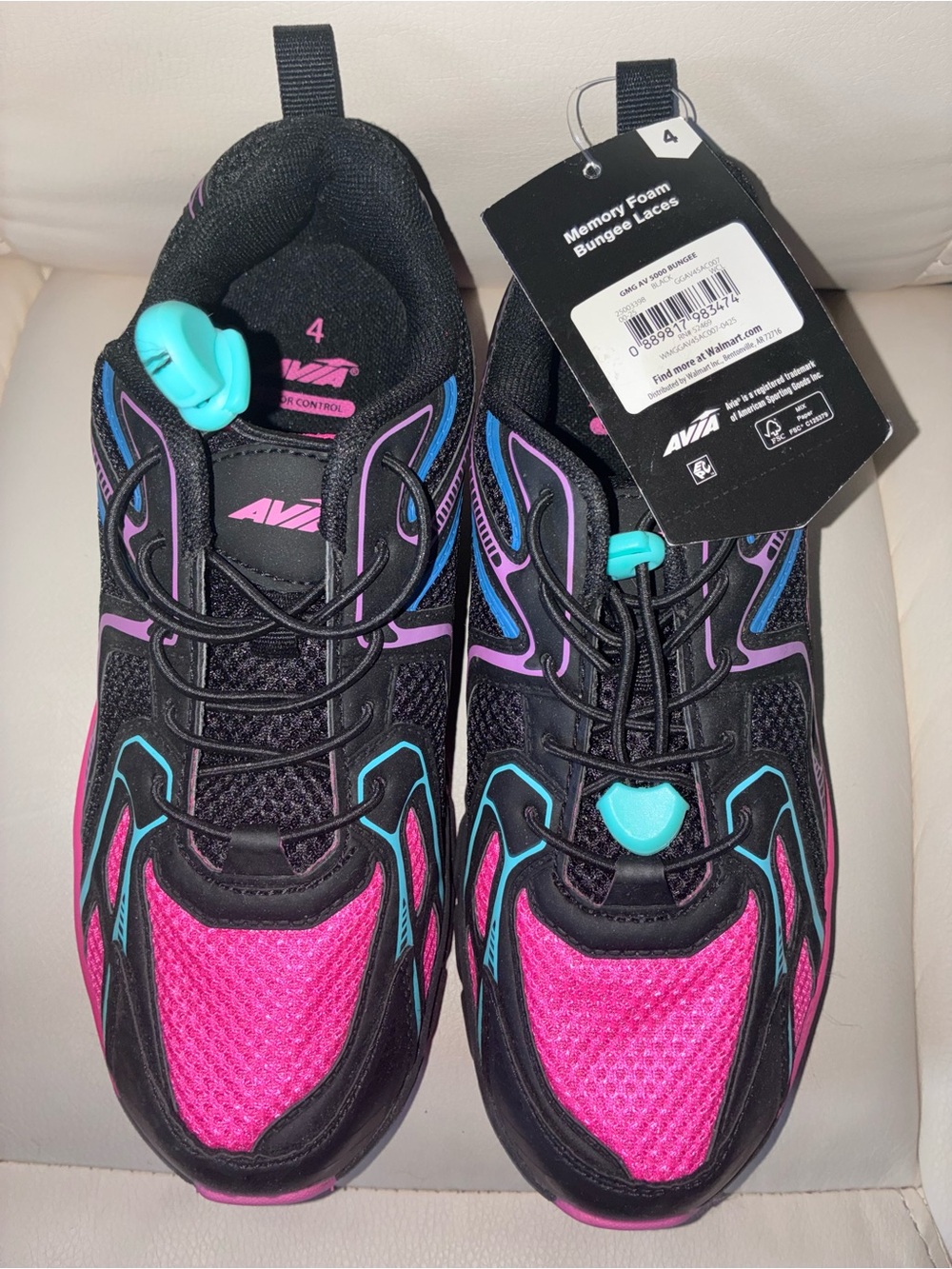 Avia Women’s Black Pink Athletic Sneakers with Teal Pull-Tabs